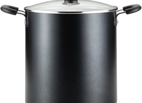 T-fal Specialty Nonstick Stockpot With Lid 12 Quart, Oven Broiler Safe 350F, Stay-Cool Handles, Kitchen, Cookware, Pots and Pans, Stock Pot, Soup Pot, Cooking Pot, Dishwasher Safe, Black